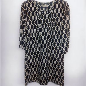 White chain link design/black straight dress By Just BEE-SZ M